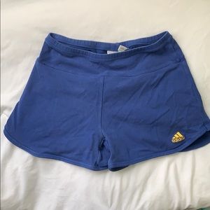 Blue Adidas spandex running shorts